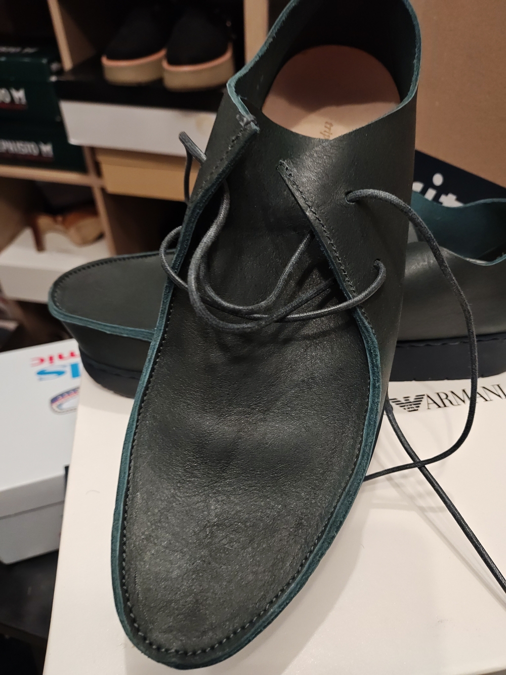 Classic Trippen Leather Lace-Up Shoes in Dark Green 39 - Picture 5 of 15
